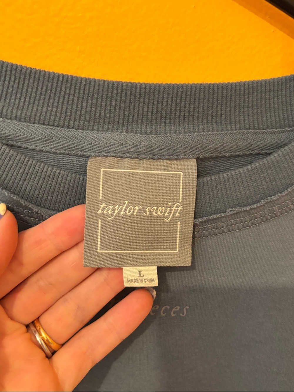 Taylor Swift Washed Blue Script Sleeve Sweatshirt Dress - Picture 6 of 7